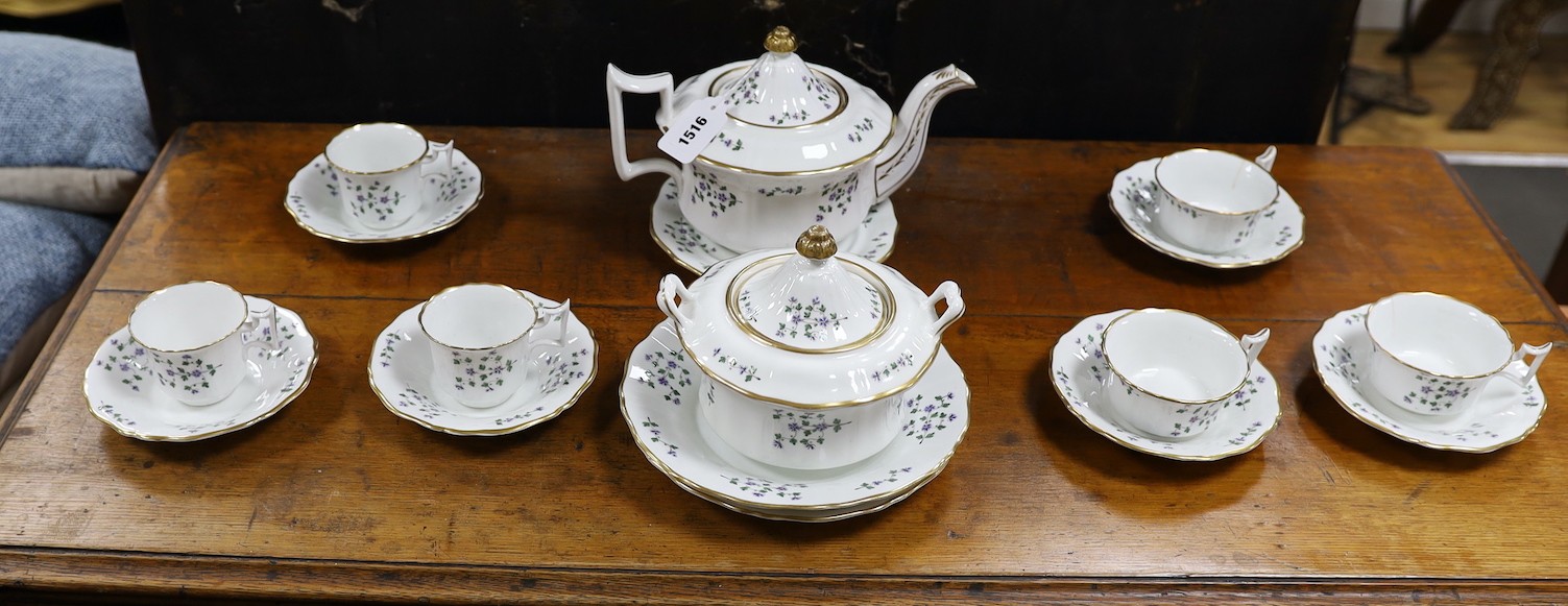 A 19th century Paris porcelain 'Chantilly Flowers' part tea and coffee set